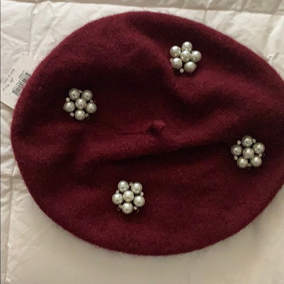 Nordstrom pearl beaded beret hat - Picture 1 of 8